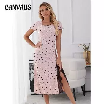 Женская эластичная сорочка на шнурке, облегающая фигура, круглый вырез, короткие рукава, ночная рубашка большого размера, открытая вилка посередине, длинные платья S