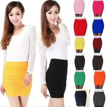 Женская эластичная юбка на бедрах, ступенчатые юбки чёрный