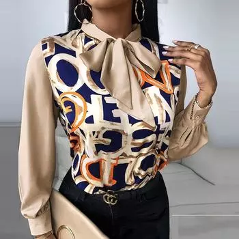 Женская элегантная блузка с цветочным принтом, рубашка с длинным рукавом и пуговицами, женские сексуальные повязки с отложным воротником, Blusa S