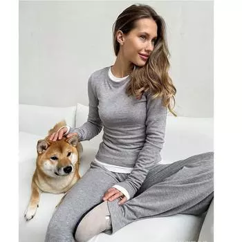 Женская элегантная футболка с круглым вырезом, женский шикарный облегающий пуловер, повседневные мягкие футболки, женские топы, одежда для девочек, топы ярких цветов One Size небесно-голубой