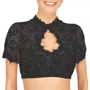 Женская элегантная классическая пивная фестивальная рубашка с кружевной отделкой и короткими рукавами XXXXXL чёрный