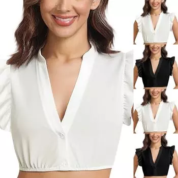 Женская элегантная классическая пивная фестивальная рубашка с кружевной отделкой и короткими рукавами L чёрный