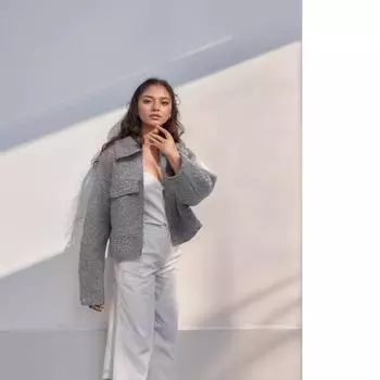 Женская элегантная однотонная куртка с передним карманом и длинным рукавом, куртка на молнии, пальто для женщин, модная осенняя повседневная верхняя одежда L серый