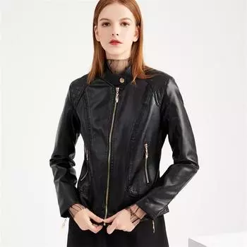 Женская элегантная однотонная куртка с воротником-стойкой 2022, женское пальто с трехмерным узором S-4XL, новая женская куртка из искусственной кожи S бежевый