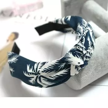 Женская элегантная повязка на голову с узлом сверху, принт в горошек, полосатая, в клетку, с цветком, модные аксессуары для волос FG0320