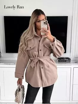 Женская элегантная шерстяная куртка с поясом, осенне-зимняя карманная однобортная женская повседневная куртка с лацканами и длинными рукавами, женская модная верхняя одежда S белый