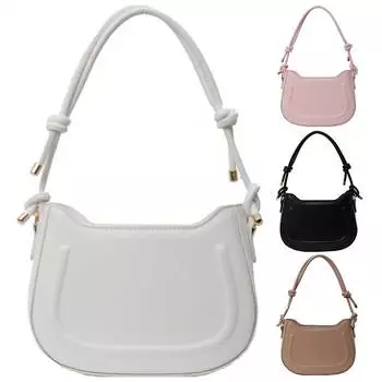 Женская элегантная сумка, большая вместительная сумка-седло из искусственной кожи, маленькая сумка через плечо, однотонный регулируемый ремень для путешествий на открытом воздухе белый