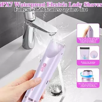 Женская электрическая бритва с двумя головками, USB-перезаряжаемая, водонепроницаемая, портативная, для лица, тела, зоны бикини фиолетовый