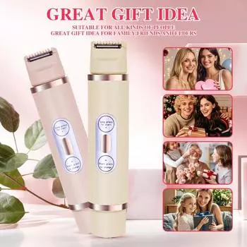 Женская электробритва USB перезаряжаемая двойная головка IPX7 водонепроницаемая портативная для лица и тела бикини розовый