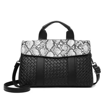 Женская элитная сумка, тканая сумка Boston с узором питона большой вместимости, женская сумка через плечо на одно плечо
