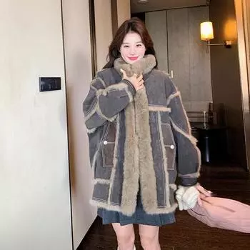 Женская элитная свободная меховая куртка с интегрированным мехом
