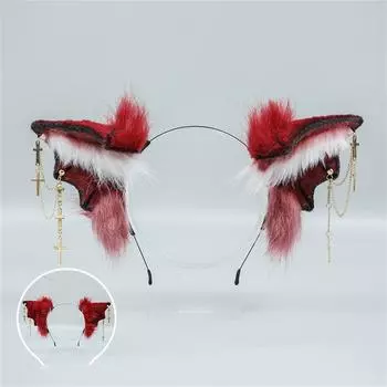 Женская аниме-фурри-кошачья повязка на голову с ушками для животных Kawaii Cosplay Hair Hoop One Size