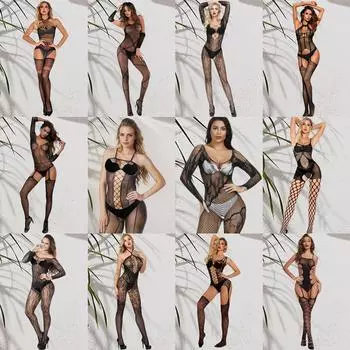 Женская эротическая сетчатая одежда для ночных клубов, секс-комплект, перспектива, искушение, женская рыболовная сеть, обтягивающее женское белье, модный женский комбинезон XXS