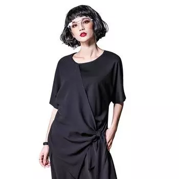 Женская асимметричная футболка свободного кроя из шифона и модала M (95-115 jin)