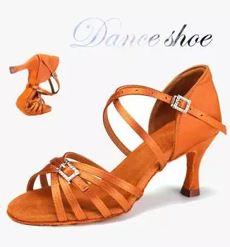 Женская атласная обувь для латинских танцев для девочек, обувь для бальных танцев, танго, 7,5 см 34 чёрный