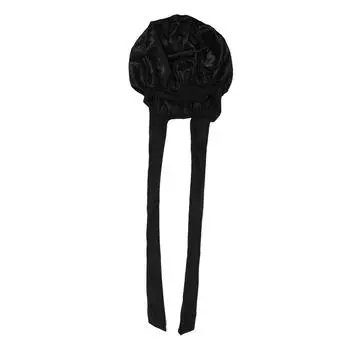 Женская атласная шапочка для сна, шелковистый боннет, защита волос, широкая резинка, эластичная ночная повязка на голову для душа, покрытие края, однотонный удобный аксессуар One Size чёрный