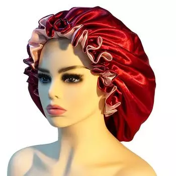 Женская атласная шапочка, модная, двухслойная, шелковистая, большая, для дам, шапочка для сна, повязка на голову, аксессуары для укладки волос