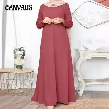 Женская этническая одежда больших размеров, однотонный свободный пуловер, повседневное элегантное минималистичное платье с длинным рукавом S оранжевый