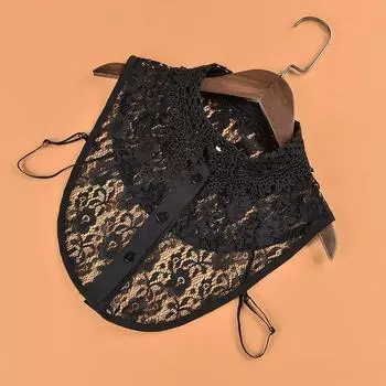 Женская ажурная кружевная блузка с цветочным принтом и искусственным воротником из шифона, съемные лацканы, топы, белая, черная, с искусственными воротниками, Nep Kraagie