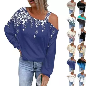 Женская ажурная модная повседневная толстовка с капюшоном с цветочным принтом и открытыми плечами L бежевый