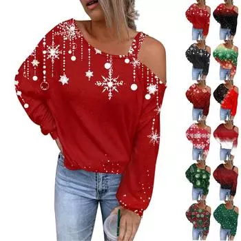 Женская ажурная модная повседневная толстовка с капюшоном с цветочным принтом и открытыми плечами на Рождество L армия зеленый