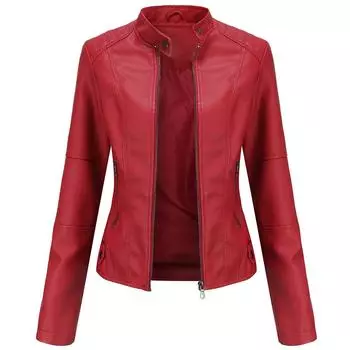 Женская байкерская куртка из искусственной кожи из искусственной кожи, мотоциклетная повседневная тонкая куртка на молнии, укороченная верхняя одежда Racer Moto Bomber, большие размеры S-4XL, модная новинка большого размера 2XL коричневый