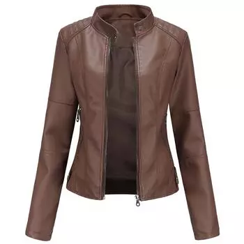 Женская байкерская куртка из искусственной кожи из искусственной кожи, мотоциклетная повседневная тонкая куртка на молнии, укороченная верхняя одежда Racer Moto Bomber, большие размеры S-4XL, модная новинка большого размера S вино красного