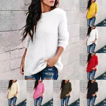 Женская бархатная однотонная блузка с круглым вырезом и длинными рукавами M бежевый