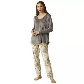 Женская бархатная пижама с длинными рукавами JJBCP1001 XL серый