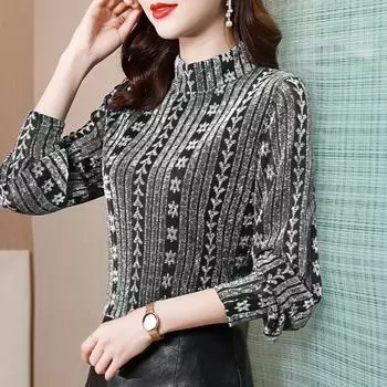 Женская бархатная полуводолазка базовая рубашка для женщин на осень и зиму новая одежда для женщин среднего возраста с топами футболка с длинными рукавами для женщин M