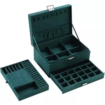 Женская бархатная портативная дорожная шкатулка для драгоценностей с замком 3 слоя