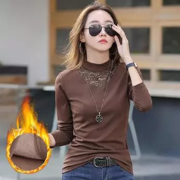 Женская бархатная рубашка-бомбер с длинным рукавом и полуводолазкой, простое большое осенне-зимнее нижнее белье, теплый топ S зелёный