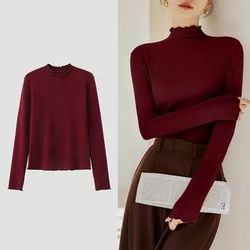 Женская бархатная рубашка с длинным рукавом и высоким воротником - стильная осенне-зимняя мода L 120-135 lbs