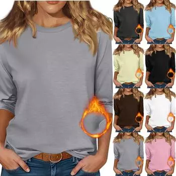 Женская бархатная рубашка с круглым вырезом и рукавом 3/4, верхняя одежда L бежевый