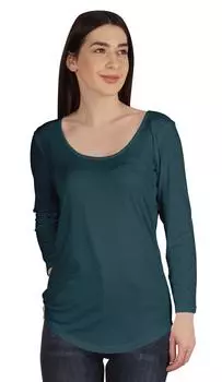 Женская базовая футболка с U-образным вырезом Inkmeso, длинный рукав, летняя длинная футболка для тренировок L темно-зеленого