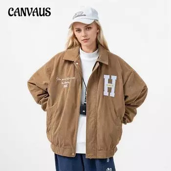 Женская бейсбольная куртка большого размера с вышитыми буквами, однотонная, с лацканами, однобортная, с длинным рукавом M коричневый