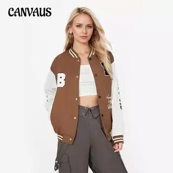 Женская бейсбольная куртка свободного покроя с длинным рукавом и принтом в виде слияния контрастных цветов M чёрный