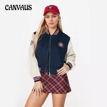 Женская бейсбольная куртка свободного покроя с длинным рукавом и принтом в виде слияния ярких цветов S