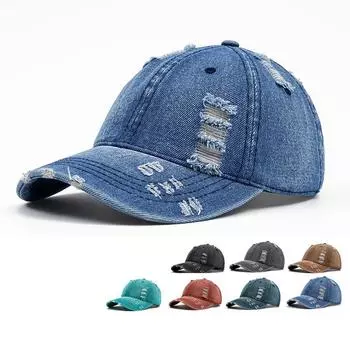 Женская бейсболка Hole, мужская джинсовая кепка с солнцезащитным кремом чёрный