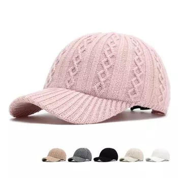 Женская бейсболка из шерстяной трикотажной ткани осень-зима теплая кепка бежевый