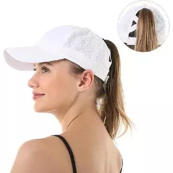 Женская бейсболка с перекрестным хвостом, регулируемая высокая кепка с неряшливым пучком, быстросохнущая шапка Adjustable небесно-голубой