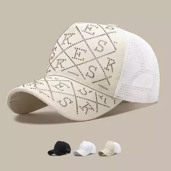 Женская бейсболка со стразами, солнцезащитный крем, весна-лето, сетчатая кепка, солнцезащитный козырек, шапка для рыбалки, козырек чёрный