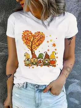 Женская белая футболка свободного кроя с эффектным принтом S