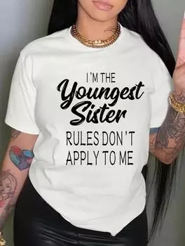 Женская белая хлопковая футболка с множеством уникальных узоров, круглым вырезом, короткими рукавами S