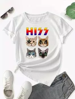 Женская белая хлопковая футболка свободного кроя с минималистичным принтом S