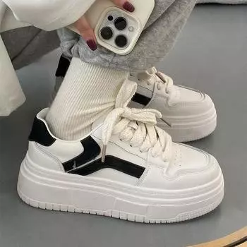 Женская белая обувь, новая летняя повседневная дышащая обувь, женские универсальные туфли на платформе с поднятой подошвой 35 белый