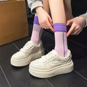 Женская белая обувь, новая летняя повседневная дышащая обувь, женские универсальные туфли на платформе с поднятой подошвой 35 белый