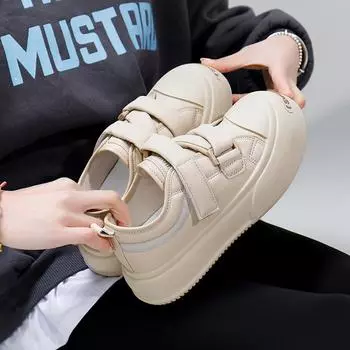 Женская белая обувь, новая весенняя универсальная повседневная модная обувь, модные кроссовки на толстой подошве 35