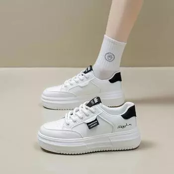 Женская белая обувь, новая весенняя универсальная повседневная модная обувь, модные кроссовки на толстой подошве 35