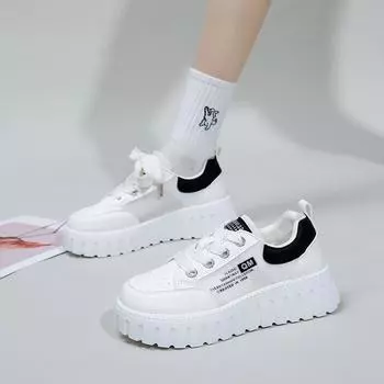 Женская белая обувь, новая весенняя универсальная повседневная модная обувь, модные кроссовки на толстой подошве 35